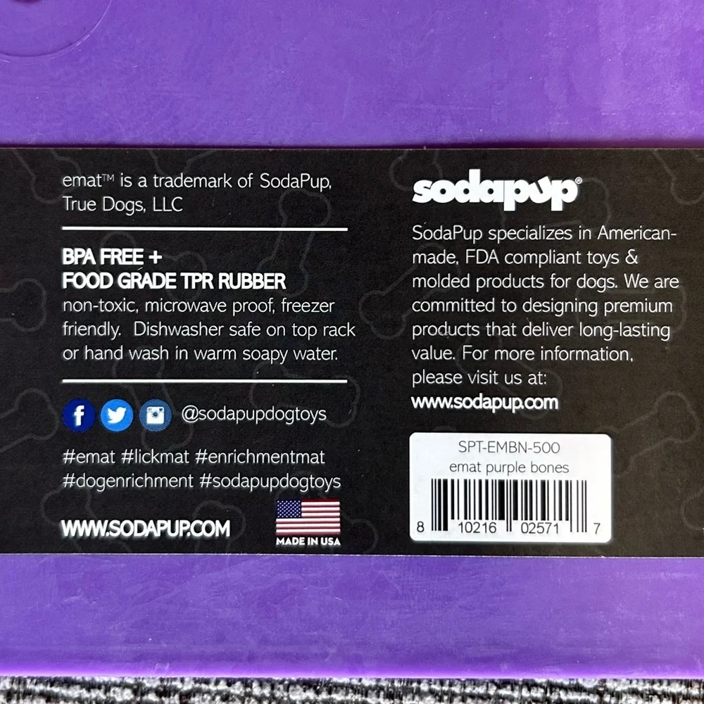 SodaPup enrichment mat lick mat purple bones